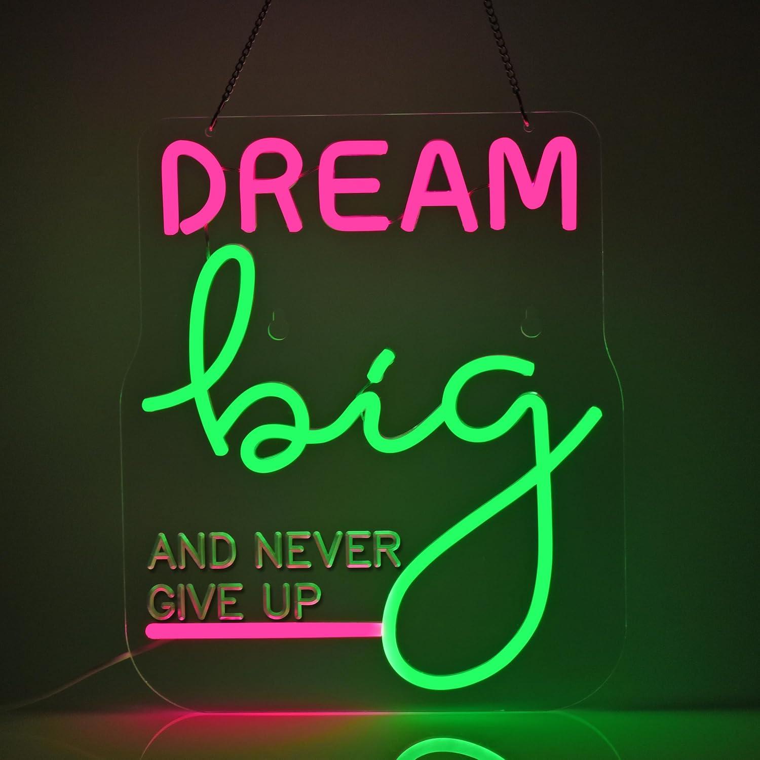 Home Gym Neon Sign - Dream Big Neon-Schild Motivierende USB-Dimmbare LED-Leuchten