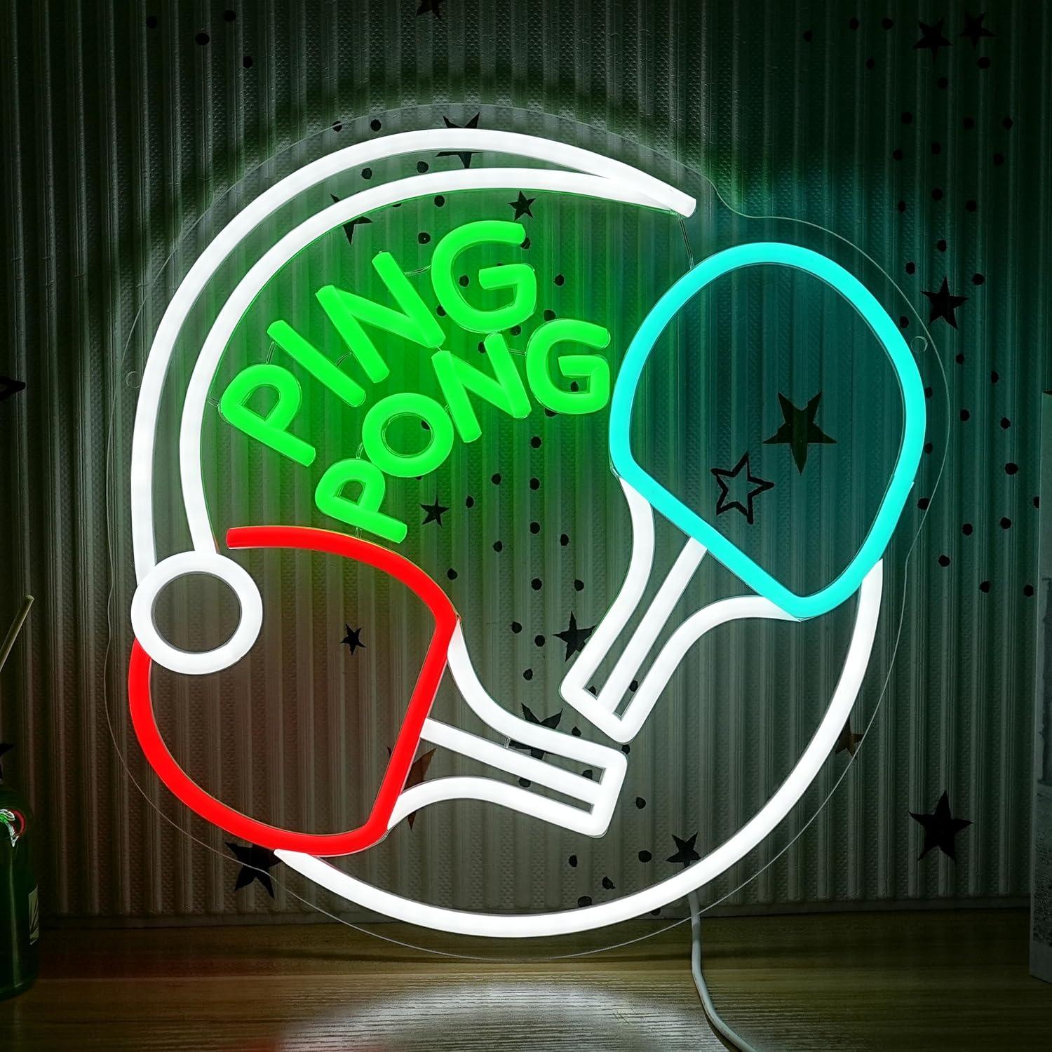 Home Gym Neon Sign - Ping-Pong Neon-Schild USB Dimmbares LED-Licht für