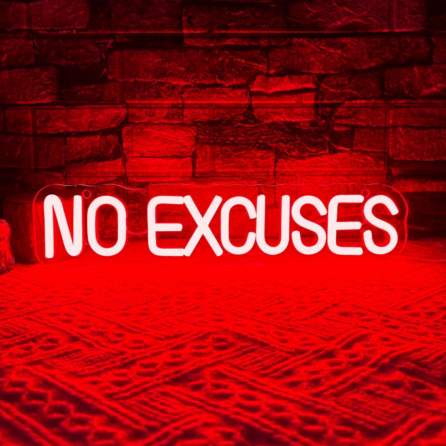 Home Gym Neon Sign - Keine Ausreden Neon-Schild USB Dimmbares LED-Licht